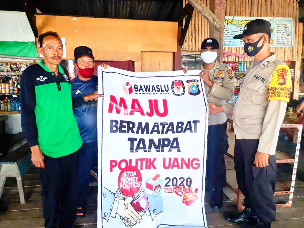Tolak Politik Uang Pilkada Serentak Tahun 2020, Polsek Kuala Kampar Lakukan Sosialisasi