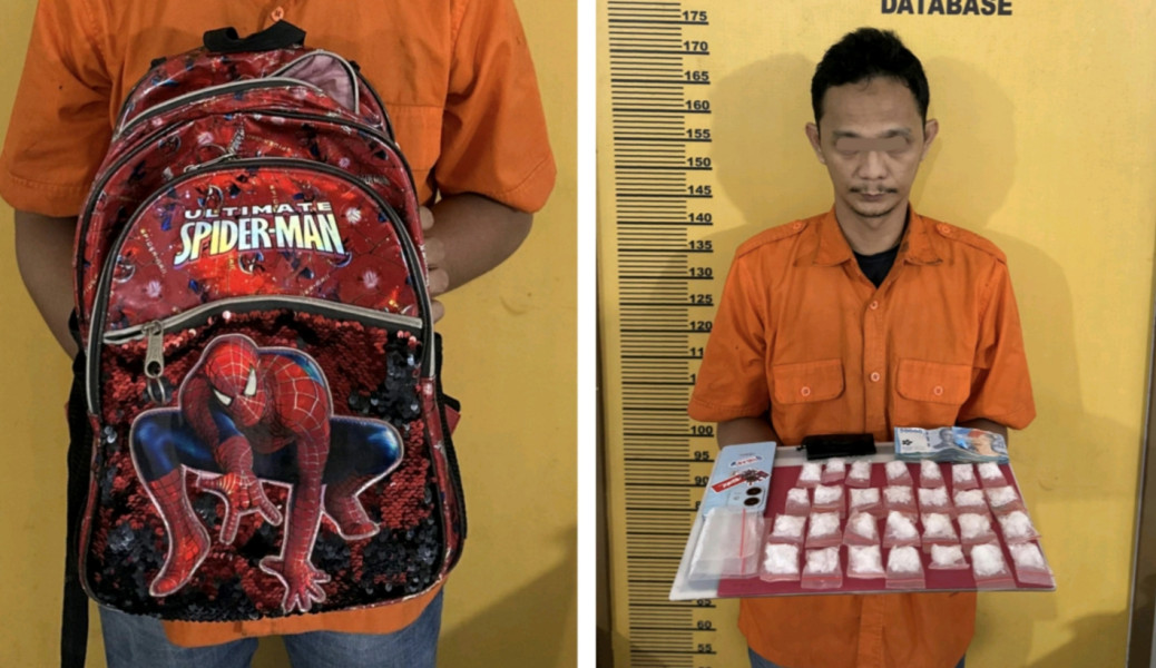 Polisi Amankan 28 Bungkus Sabu di Inhu, Disembunyikan dalam Tas Bergambar Spiderman