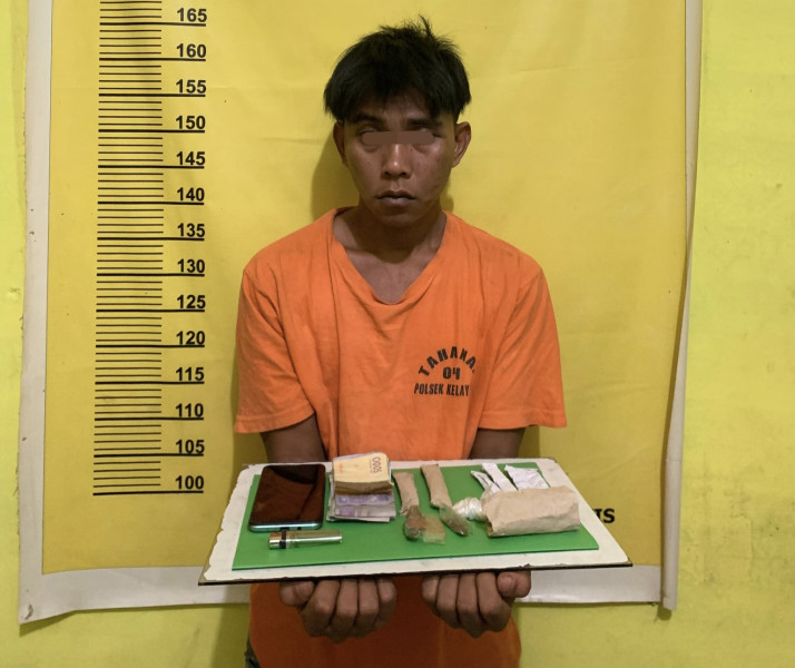 Bandar Ganja di Inhu Ditangkap Kapolsek Kelayang dengan Barang Bukti 87,51 Gram