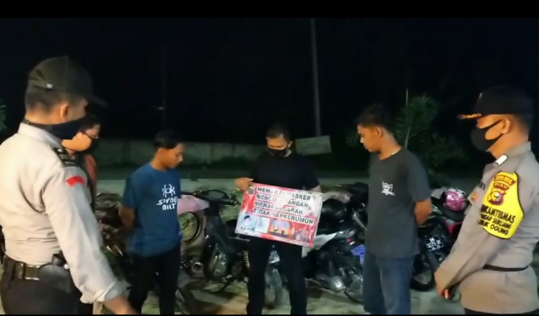 Begini Cara Polsek Bandar Sei Kijang Imbauan Jalankan Protokol Kesehatan di Malam Hari