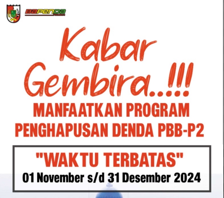 Kabar Gembira! Pemko Pekanbaru Beri Penghapusan Denda PBB-P2