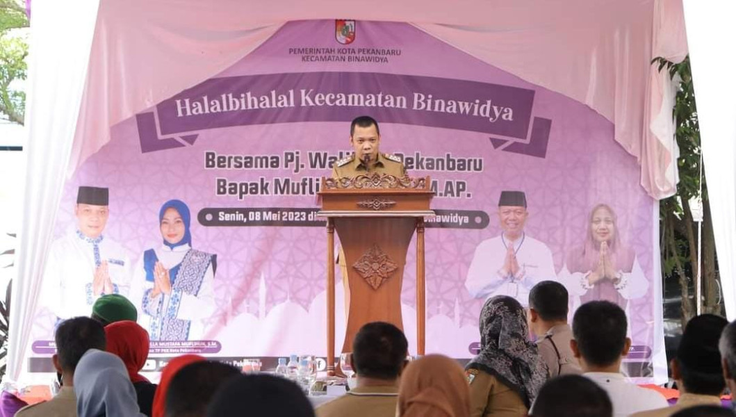 Halalbihalal di Kecamatan Binawidya Dihadiri Pj Walikota Muflihun