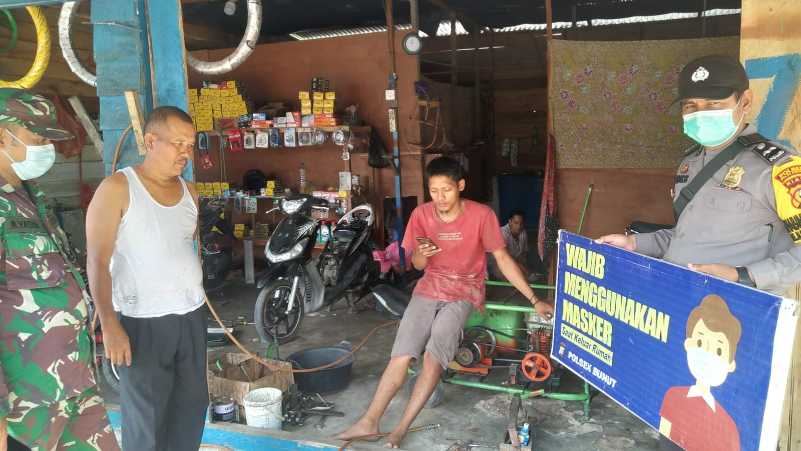 Polsek Bunut Imbau Masyarakat Terapkan Prokes