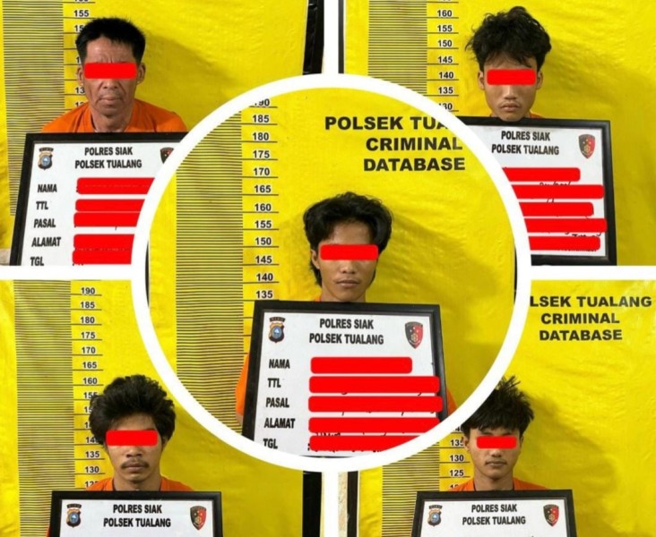 Aksi Pencurian di Pinang Sebatang Timur Terungkap, 5 Pelaku Diamankan