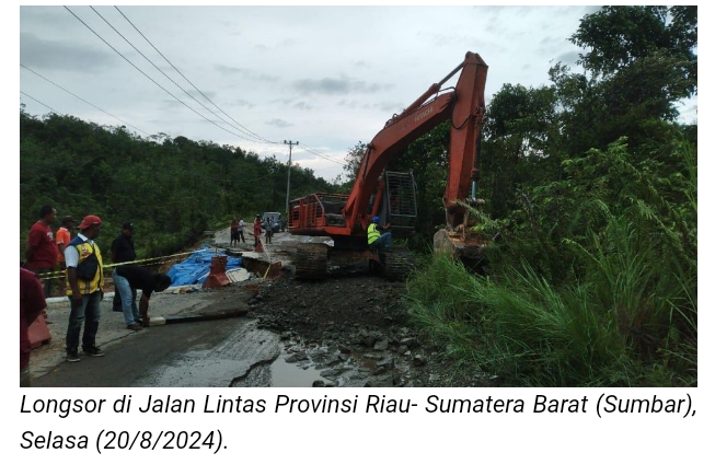 Jalan Lintas Riau- Sumbar Longsor, Arus Lalin Buka Tutup