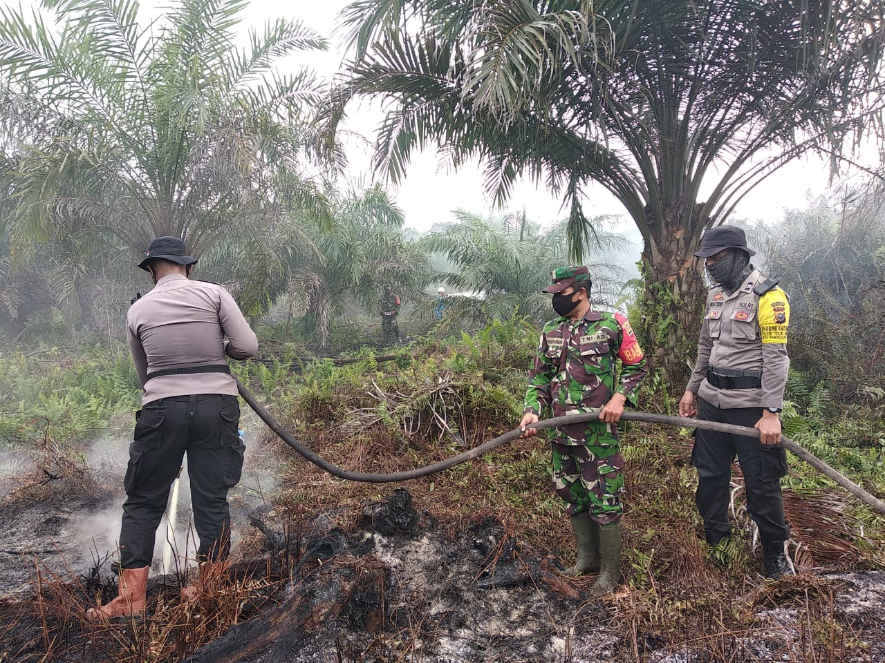Personel Polsek Teluk Meranti Padamkan Karhutla