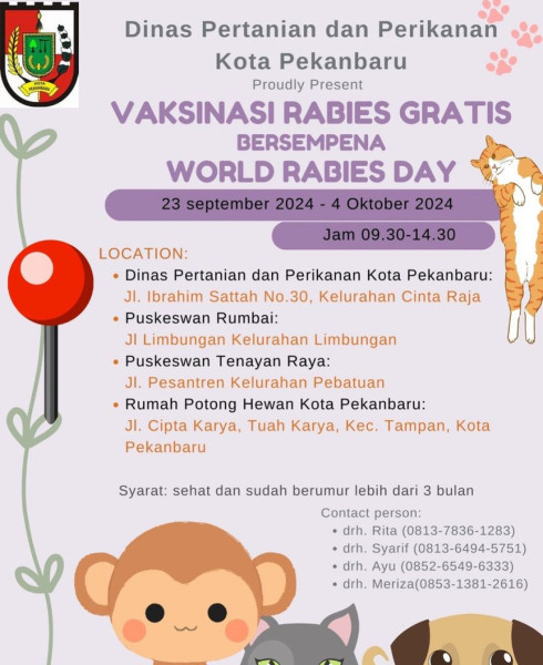 Vaksinasi Rabies Gratis di Pekanbaru, Segera Datang ke Lokasi Terdekat!