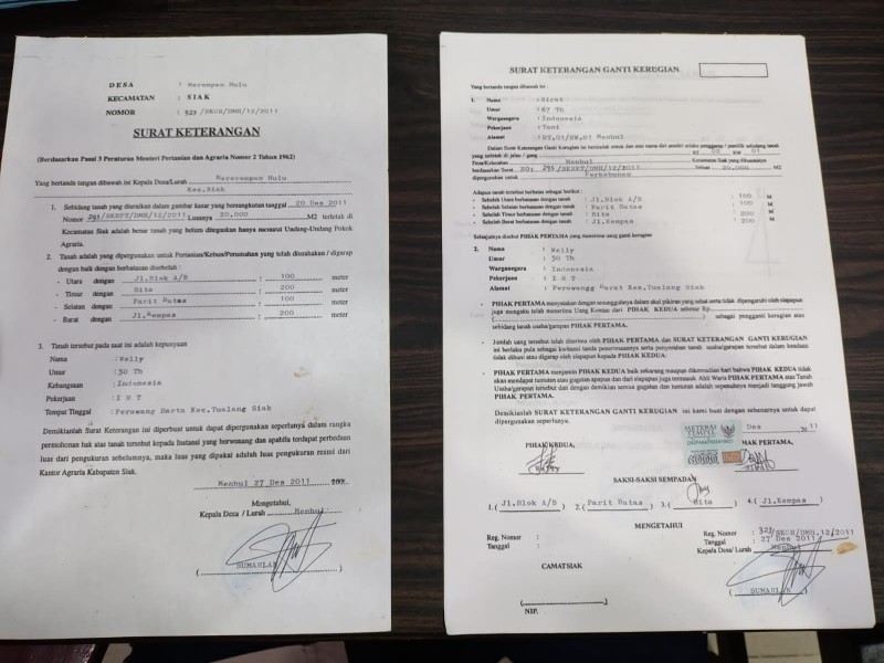 Beredar SK Kades di Siak Diduga Jual Lahan PT SSL