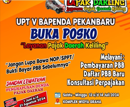 Bapenda Pekanbaru Buka Lapak Darling, Ada Diskon dan Penghapusan Denda Pajak