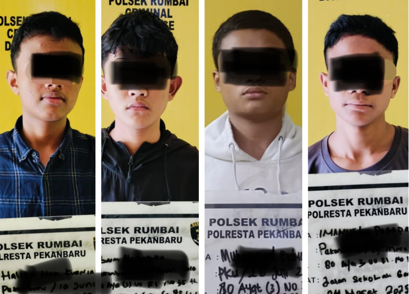 Polresta Pekanbaru Ungkap Kasus Kekerasan Anak, 4 Pelaku Perang Sarung Diamankan