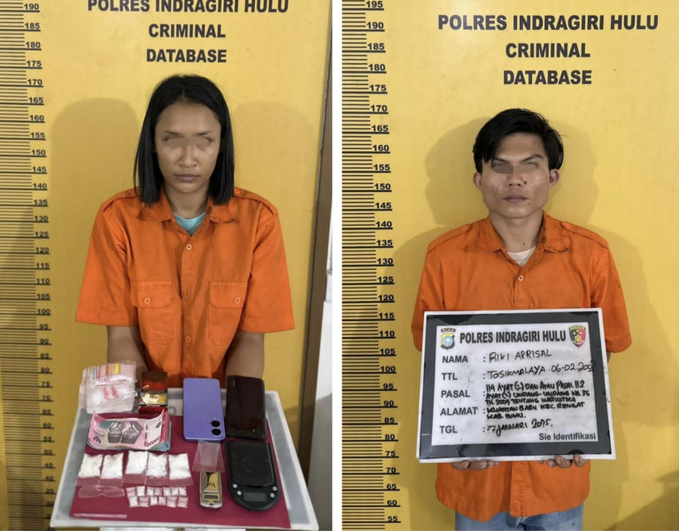 Polres Inhu Ungkap Jaringan Narkoba di Batang Cenaku, Dua Pelaku Ditangkap dengan Barang Bukti Sabu 26,75 Gram