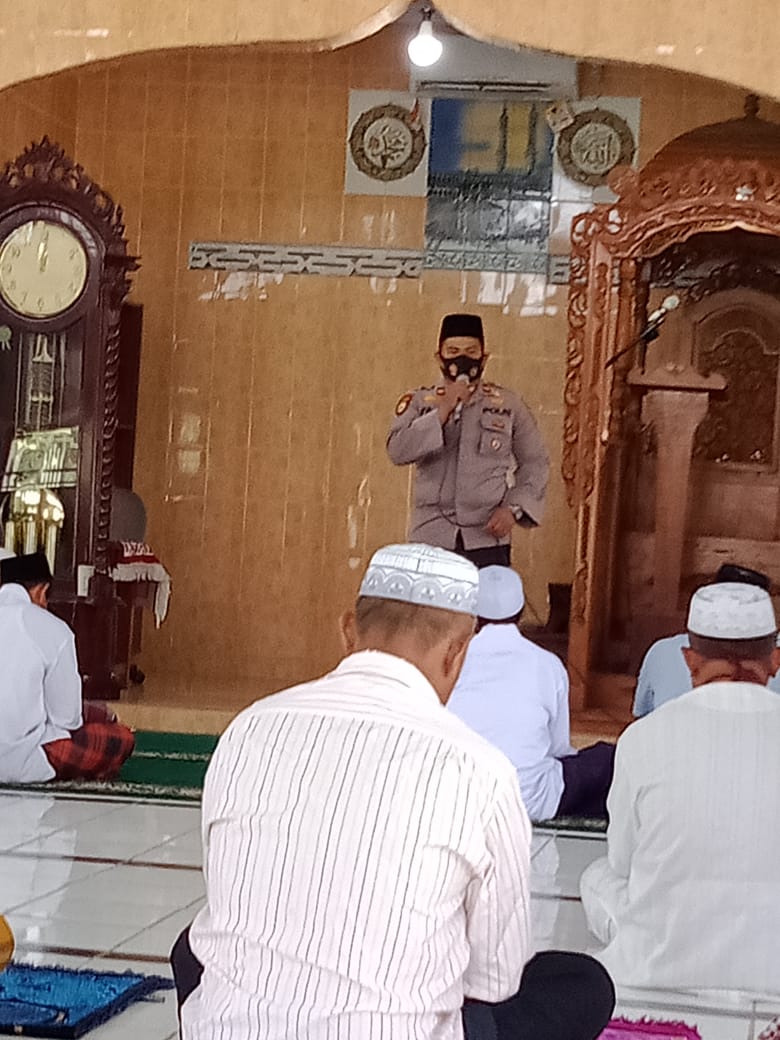 Kapolsek Kerumutan Laksanakan Jumling di Masjid At Taqwa Terapkan Protokol Kesehatan