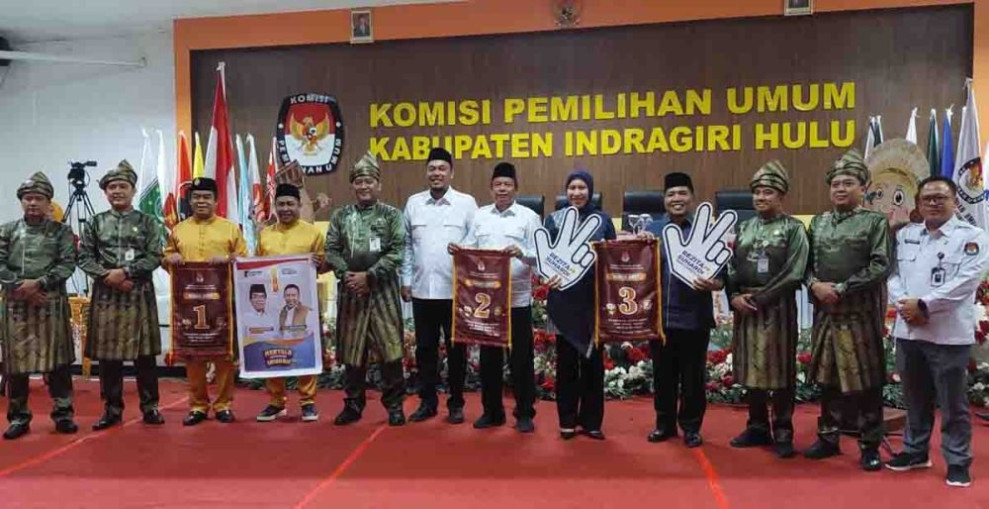 Nomor Urut Paslon Pilkada Inhu 2024 Telah Ditetapkan: MENYALA, PAS, dan Ready Berebut Kursi Bupati