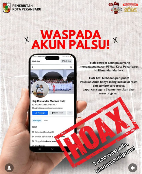 Pemko Pekanbaru Imbau Warga Waspada Akun Palsu Pj Wako