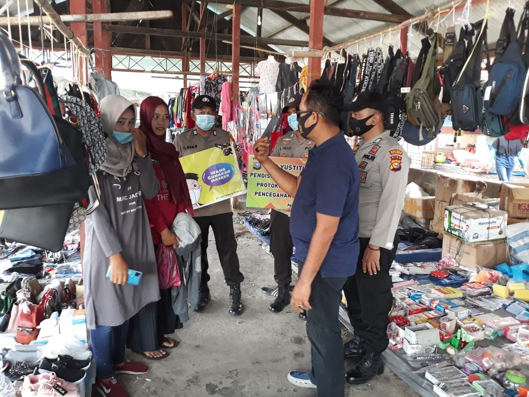 Cegah Penyebaran Covid-19, Polsek Kuala Kampar Imbau Masyarakat Patuhi Prokes