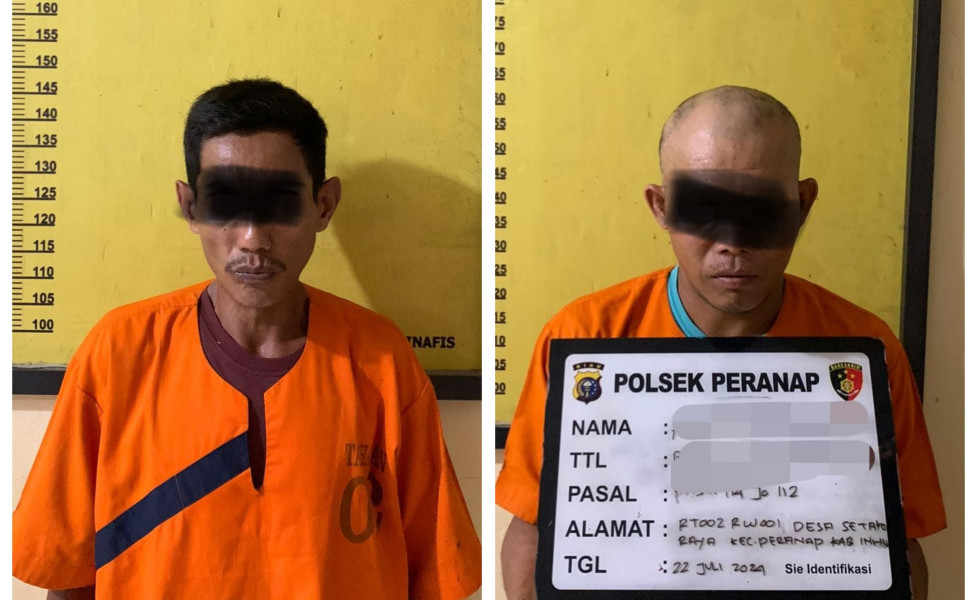 Dua Pengedar Narkoba di Peranap Ditangkap, Polisi Amankan 7,24 Gram Sabu