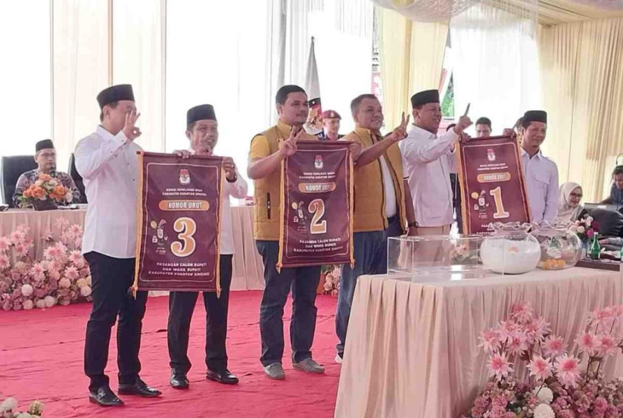 Hasil Pencabutan Nomor Urut Pilkada Kuansing 2024: SDM 1, AYO 2, HS 3