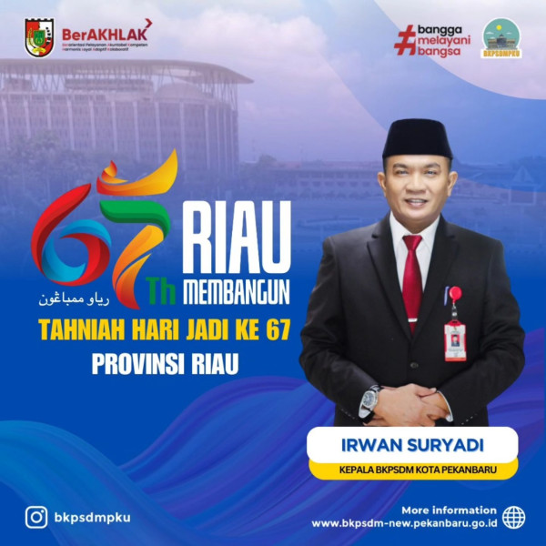 Kepala BKPSDM Kota Pekanbaru Hadiri Upacara Peringatan Hari Jadi ke-67 Provinsi Riau
