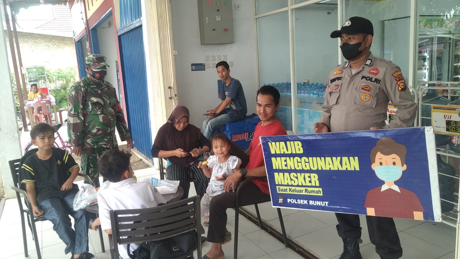 Polsek Bunut Rutin Imbau Masyarakat Agar Ketat Terapkan Prokes