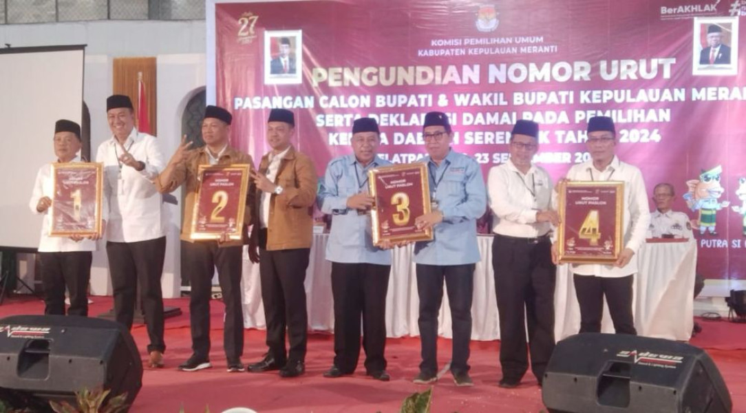 Pilkada Kepulauan Meranti 2024: Semua Paslon Sudah Kantongi Nomor Urut