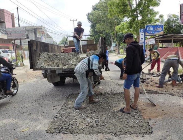Progres Perbaikan Jalan Taman Karya Pekanbaru Mencapai 90 Persen